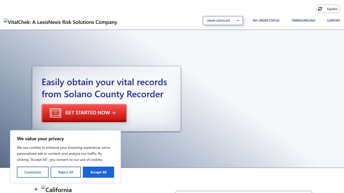 Solano County Recorder (CA) Order Certificates - VitalChek